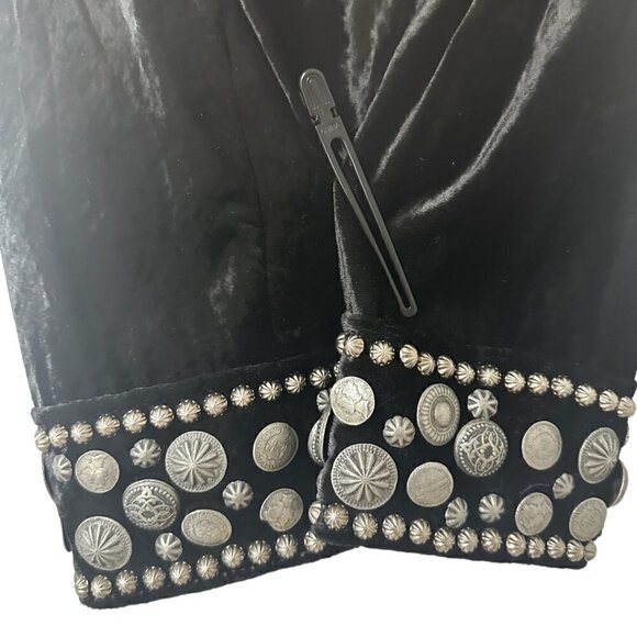 Rare Double D Ranch Silver Studded Black Velvet Jacket M Vintage Western Boho - Picture 12 of 15
